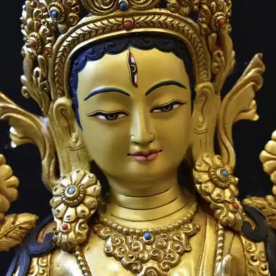 白度母佛像神像尼泊尔手工紫铜鎏金藏传佛教密宗居家摆件1尺