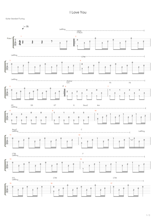 i love you吉他谱