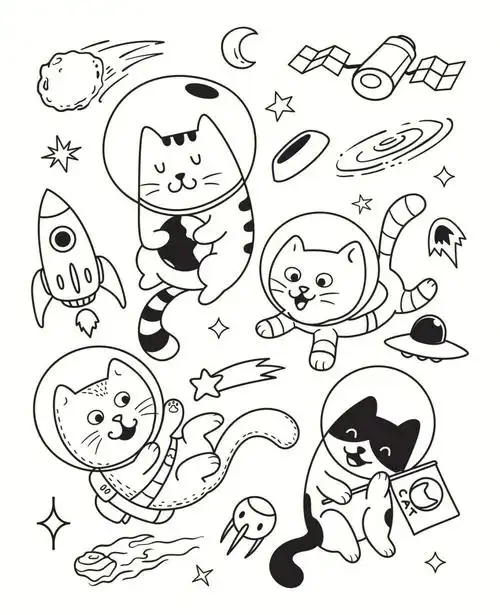 素材分享#简笔画手绘  #太空人  #喵星太空人