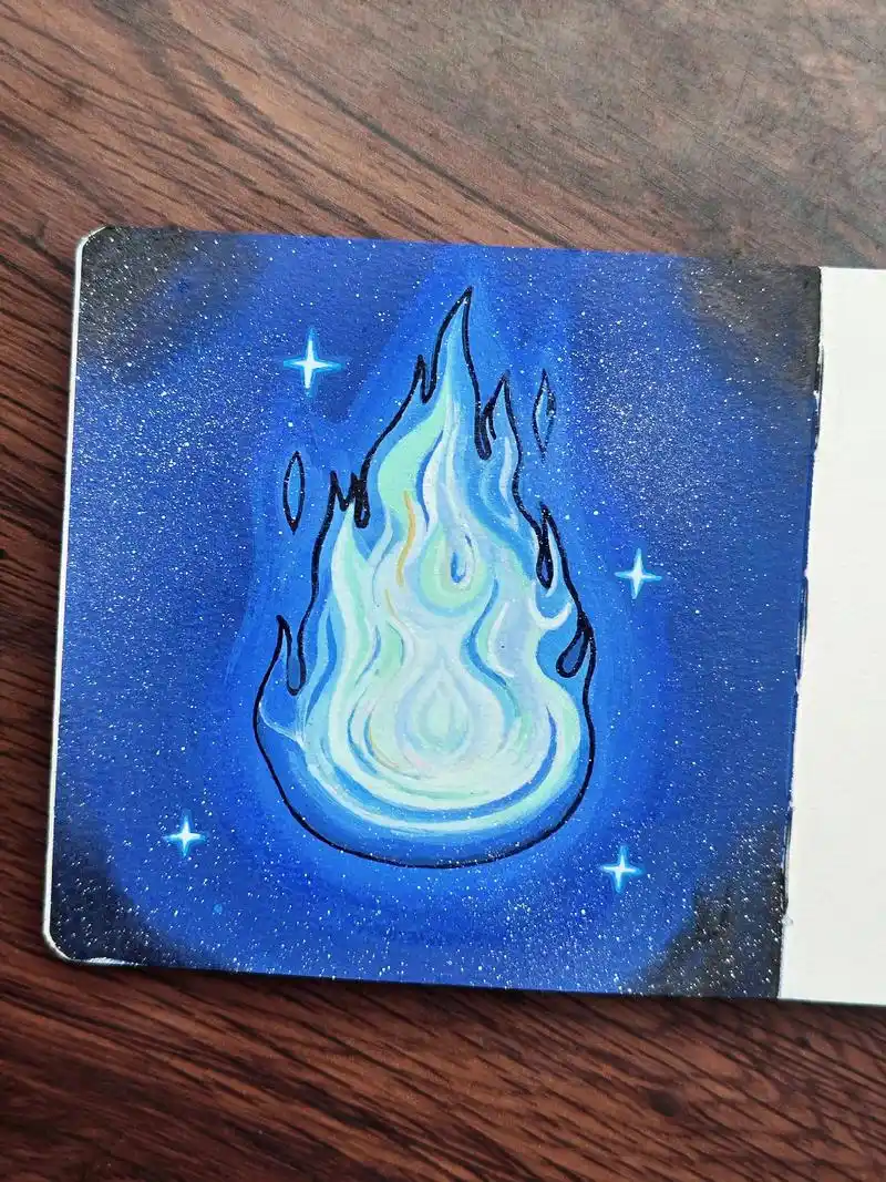 挑战100天成为绘画博主第65天.蓝色火焰🔥,晕染的好丑呀