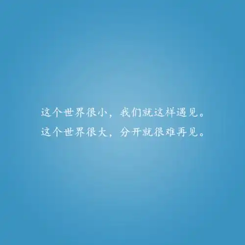 这个世界很小,我们就这样遇见.这个世界很大,分开就很难再见.