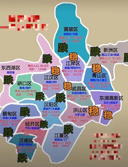 武汉区域图各板块划分周边综合配套一览表