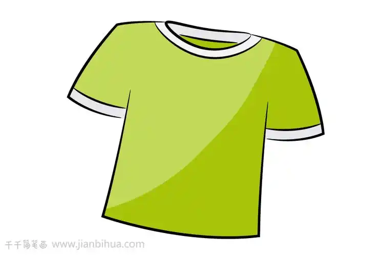 幼儿画绿色短袖简笔画画法