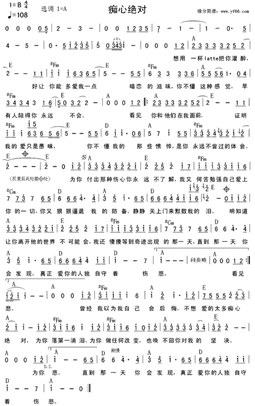 [分享]《痴心绝对》简谱