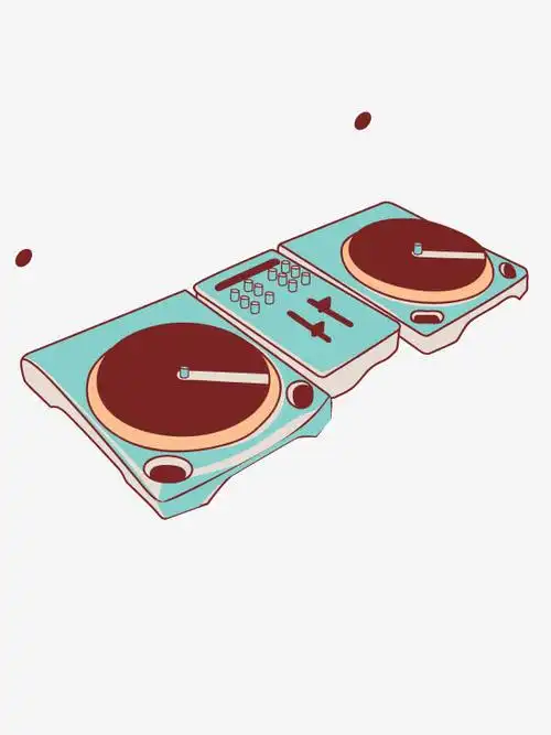 复古打碟机装饰矢量图