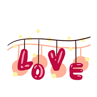 情人节love卡通手绘插画