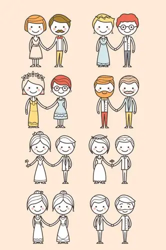 婚礼人物卡通素材