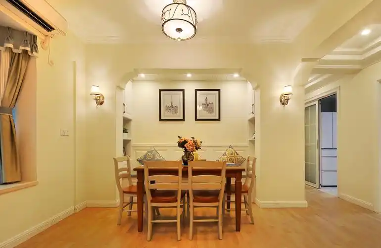 87平美式乡村风格家餐厅背景墙图片_齐家网装修效果图