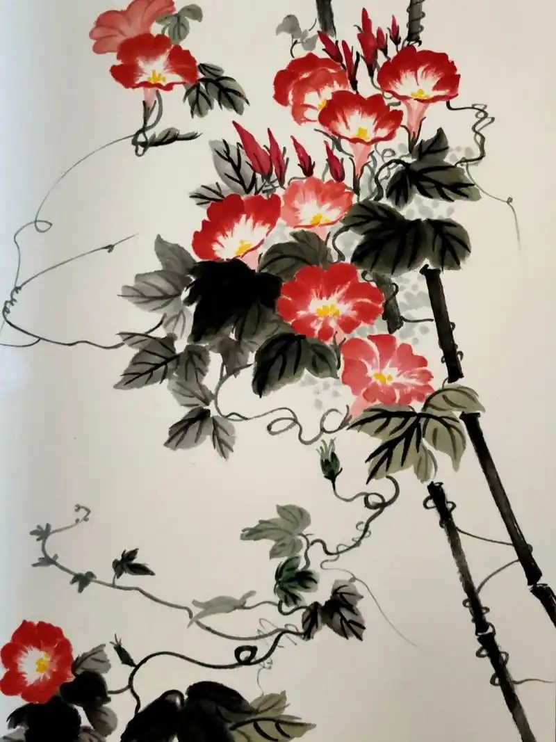 国画牵牛花水墨画