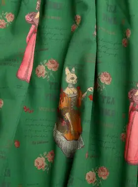 jungle me秋新款复古墨绿色半身裙