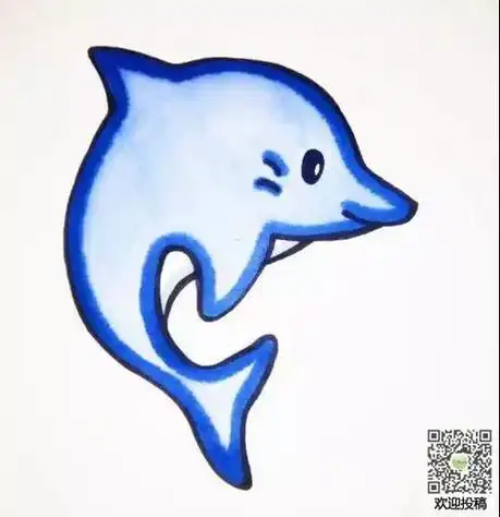 蓝色主题简笔画