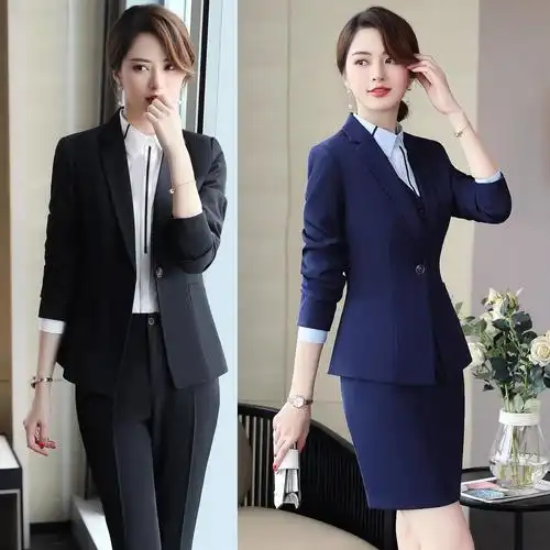 春秋冬职业装女装套装三件套女士商务面试工作服套裤马甲西装工装