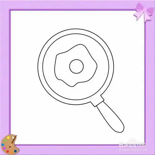 平底锅煎蛋的简笔画怎么画?