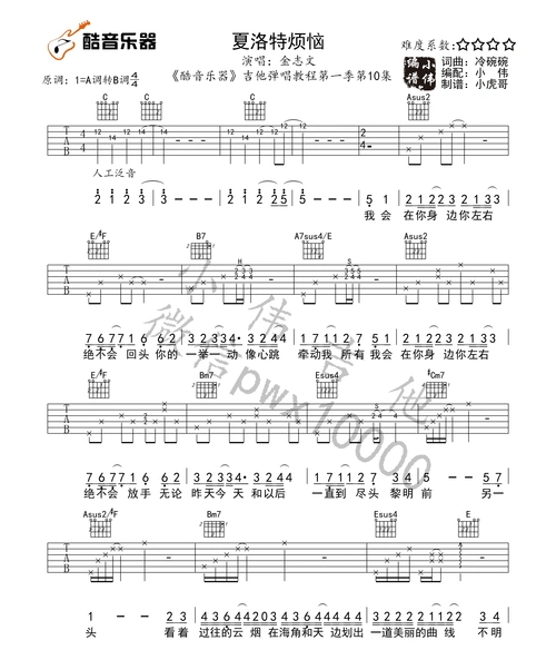 夏洛特烦恼吉他谱金志文图片谱标准版