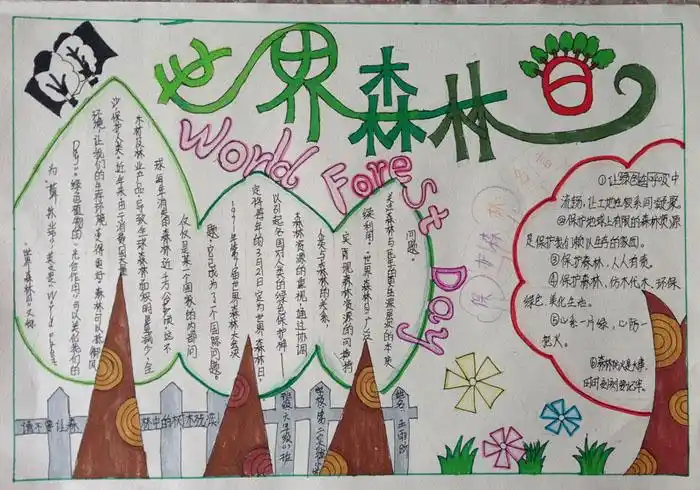 21世界森林日手抄报,保护森林我们共同努力 - 伴宝网