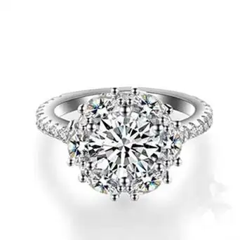 抖音直播热卖2克拉活口仿莫桑钻女戒批发 精工豪镶满钻款戒指批发