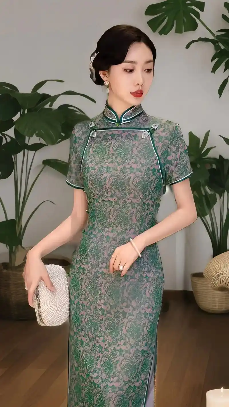 我的2024夏季女装长款走秀旗袍,高端中式女装中国风旗袍,彰 - 抖音