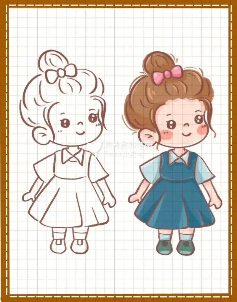 卡通儿童头像零基础 零基础绘画|简笔画教程|插画|手帐素材现在的坚持