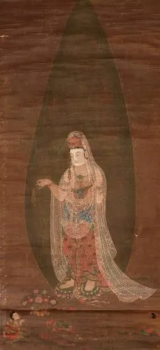 明代佛画观音菩萨立像