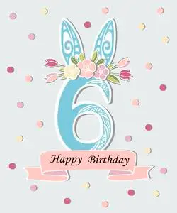 可爱的数字六作为第六年周年纪念标志, 补丁, 贴照片