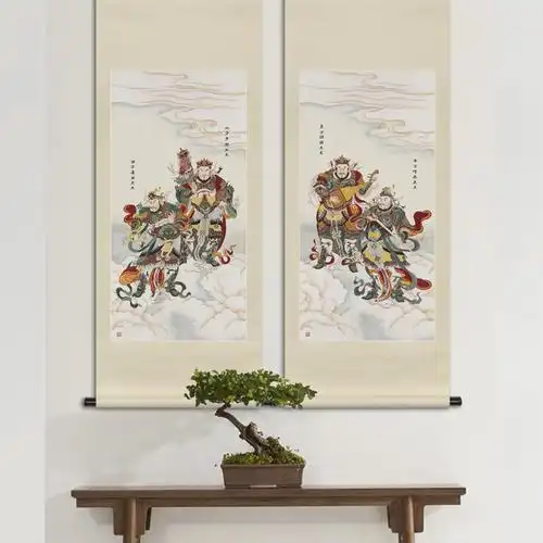 工笔人物佛像国画四大天王金刚菩萨画像玄关佛堂国画