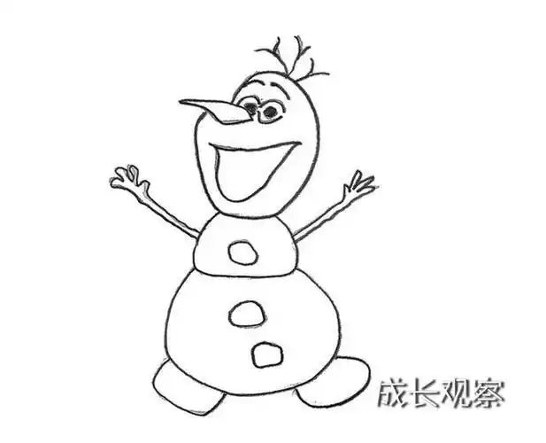 《冰雪奇缘》雪宝简笔画步骤图最后涂上漂亮的颜色雪宝简笔画 你学会