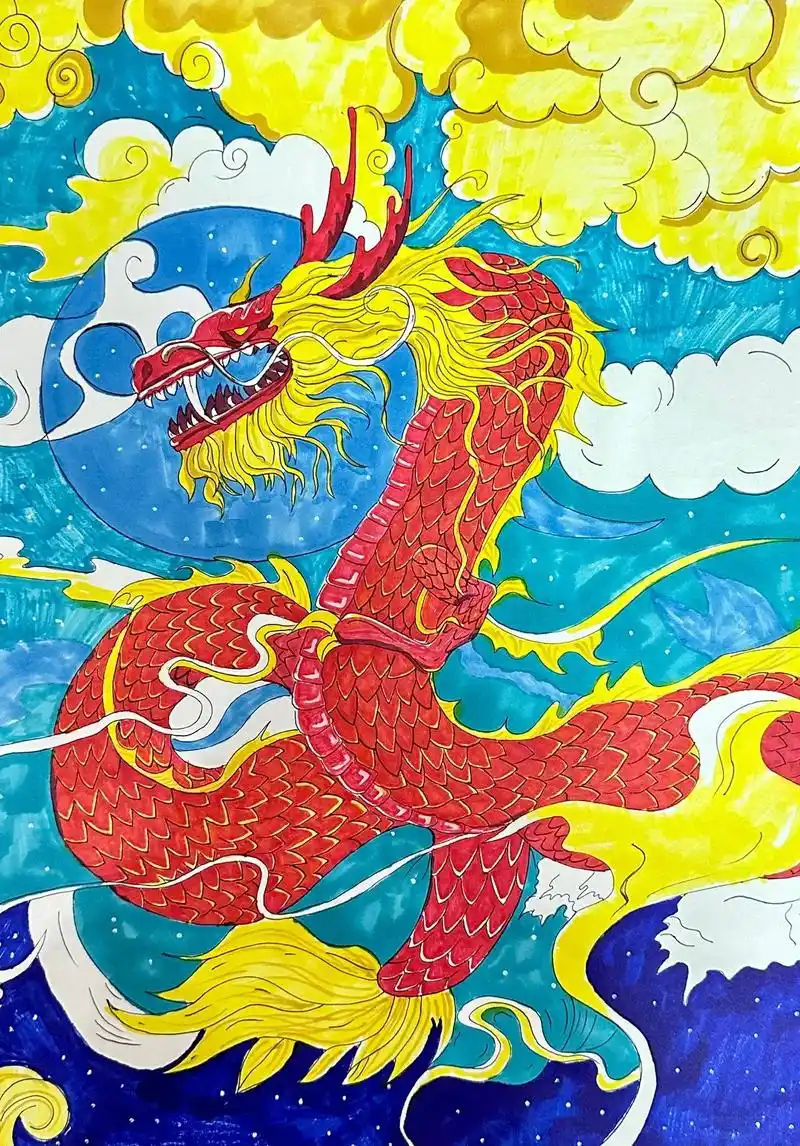 好运神龙.画了一上午的神龙 快来谢谢神龙 大家皆是好运#龙  - 抖音