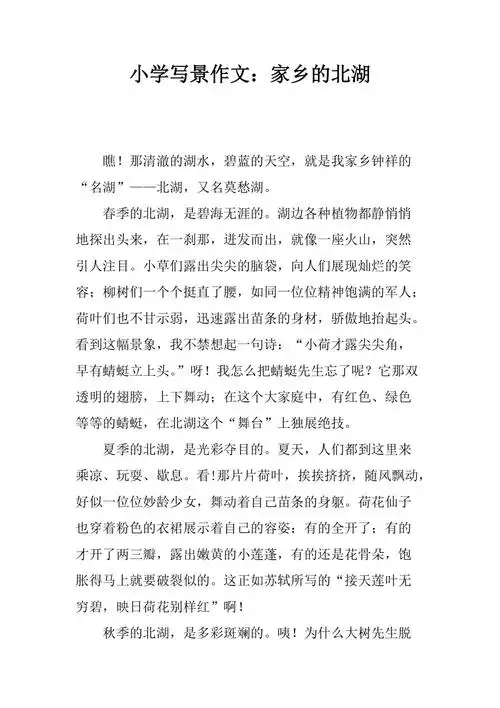 小学写景作文家乡的北湖