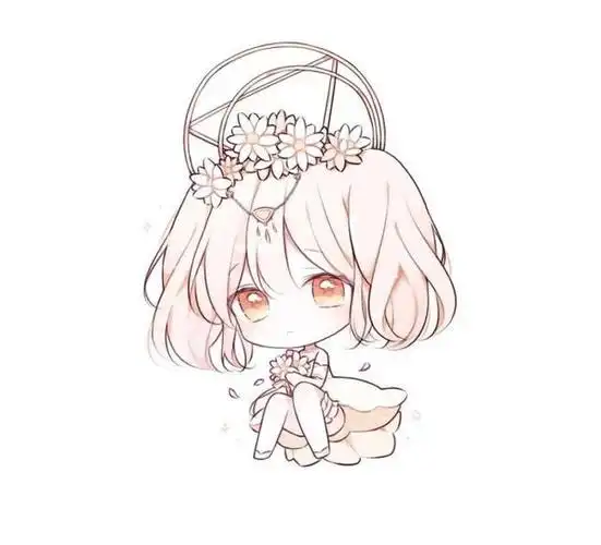 q版动漫人物绘画,线条流畅简洁,琉璃般的大眼睛灵动可爱极了