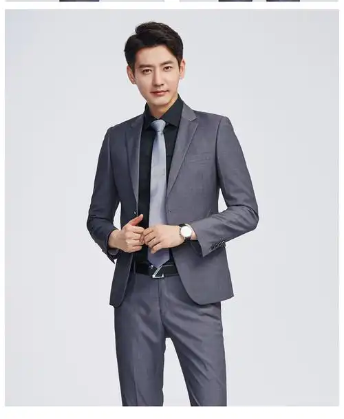 西服套装男士修身商务职业工作服正装四季休闲小西装新郎结婚礼服