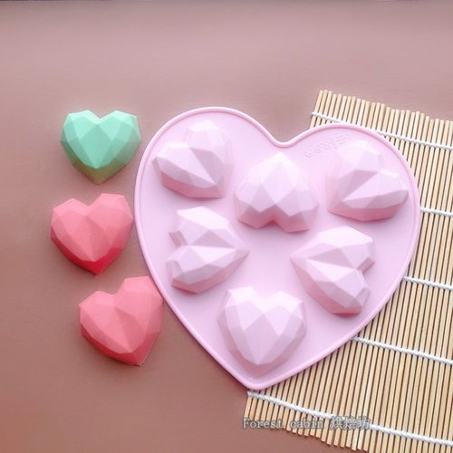 钻石爱心硅胶烘焙模具心形立体蛋糕巧克力法式慕斯甜点果冻布丁磨