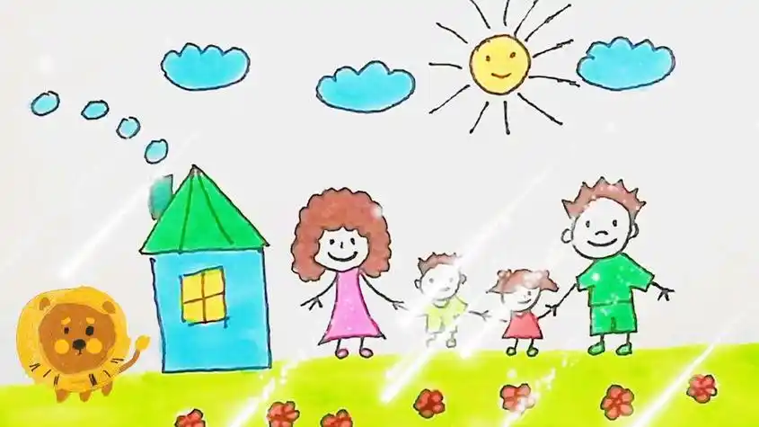 简笔画的幸福的家