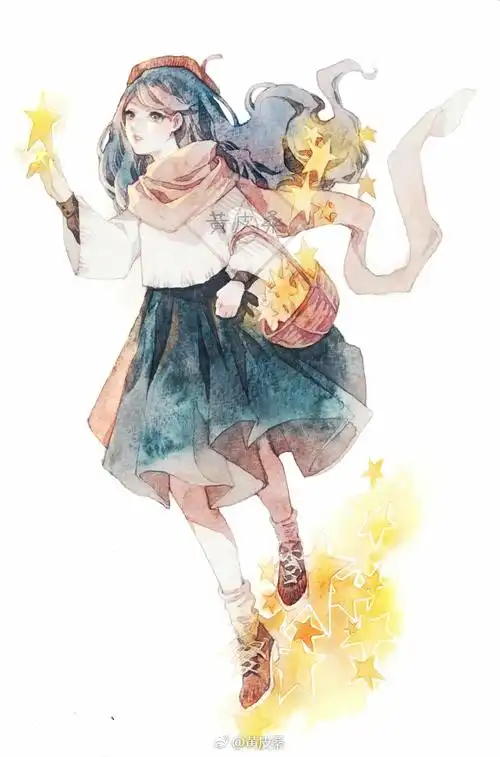 凉糕黄皮桑水彩动漫