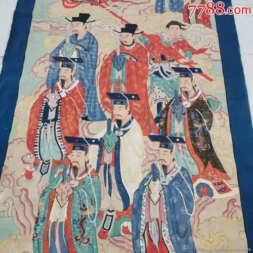 道教神仙画像全真七祖水陆画老布画