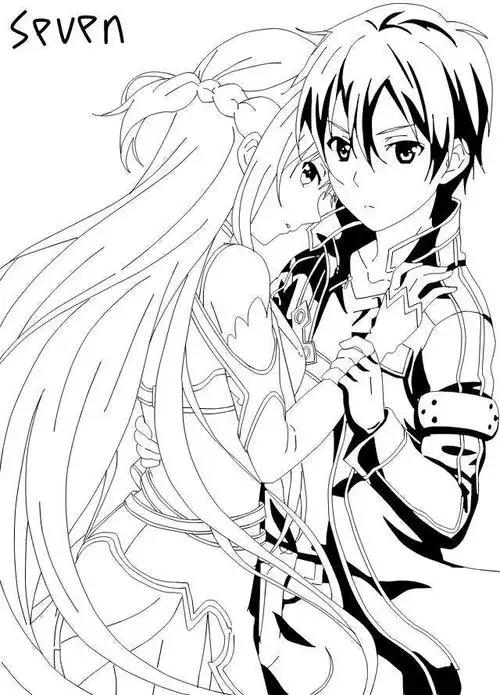 橡皮章素材/动漫/黑白线稿/刀剑神域/桐亚