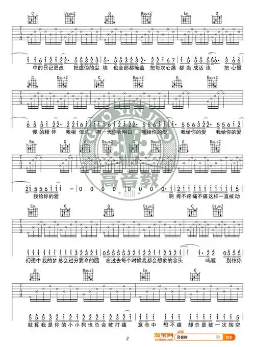 去年夏天吉他谱(图片谱,弹唱,g调,入门版)_王大毛_《去年夏天》入门版