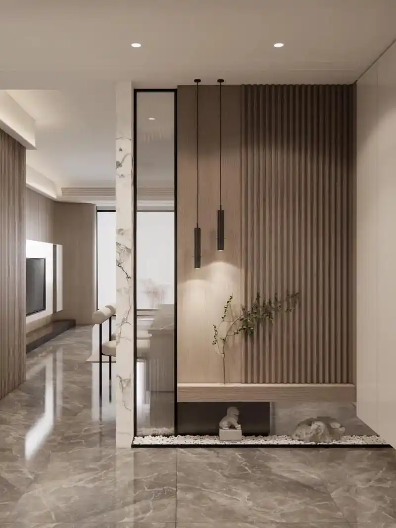 140m05现代简约风原木雅致厨房玄关