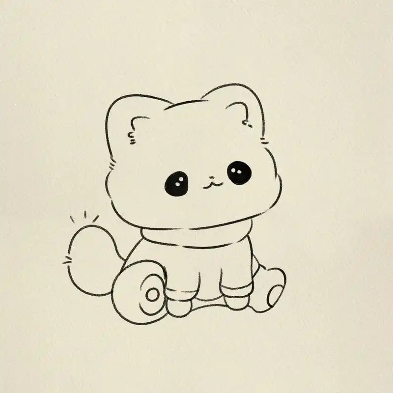 可爱呆萌小猫咪简笔画.给我点个小星星吧,谢谢啦.