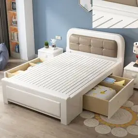 1米2小户型单人床1.35米宽白色一米二儿童简约家用定制北欧实木床