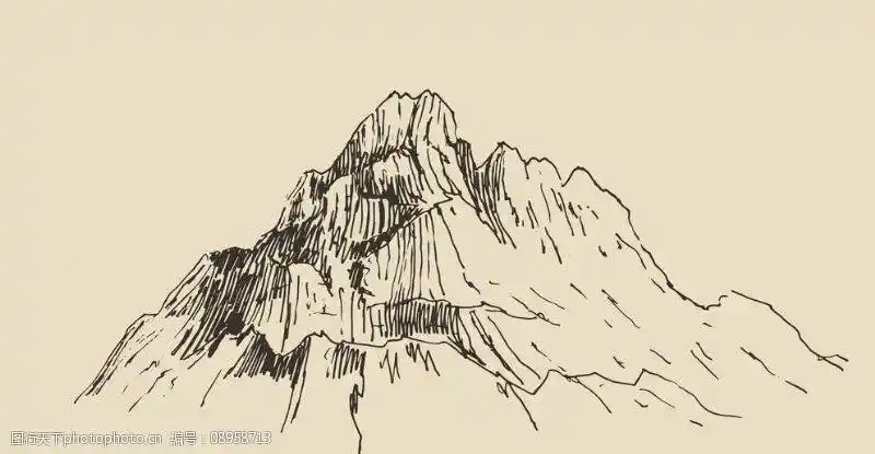 简笔画插图绘画山峦山川自然风景设计每天学一幅简笔画-喜马拉雅山简