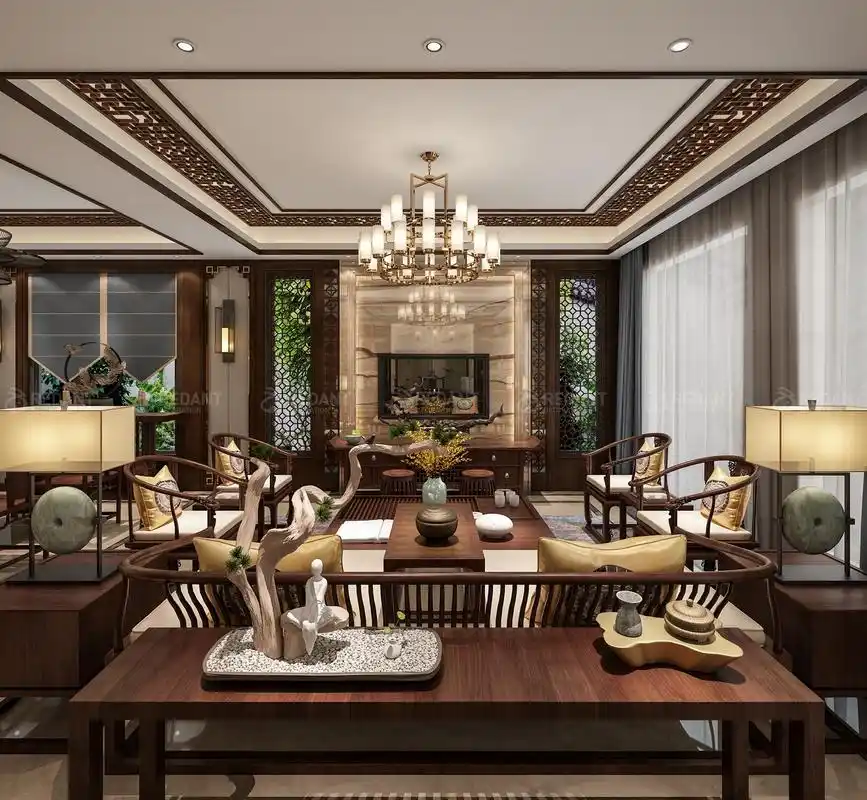 古典中式风格红橡花园别墅装修效果图