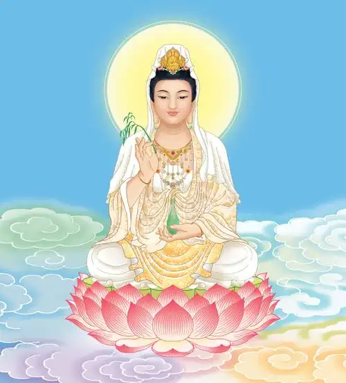 观音菩萨观音菩萨妙难酬清净庄严累劫修三十二应周尘刹百千万劫化阎浮