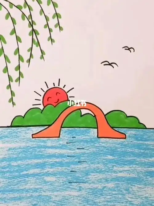 河边垂柳简笔画春天风景简笔画春天来了简笔画教程春天去哪玩简笔画