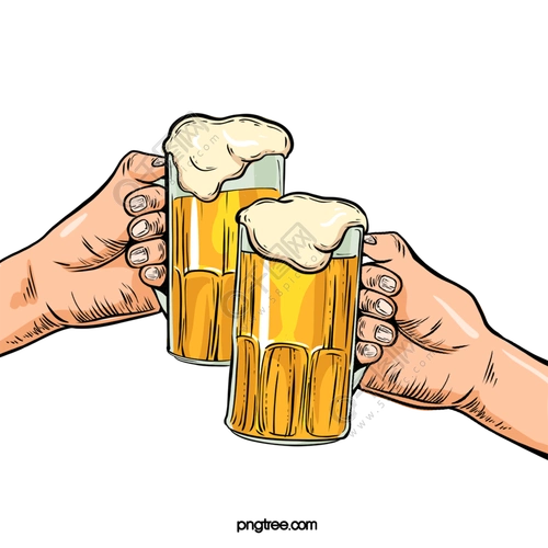 啤酒节欢呼手绘插图元素
