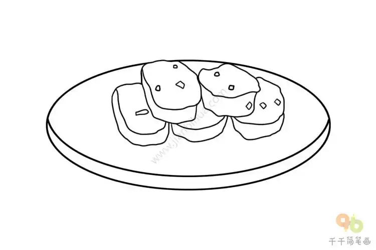 北京传统小吃腰子饼简笔画