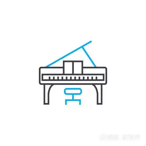 演奏钢琴线形图标的概念演奏钢琴线矢量符号符号插图