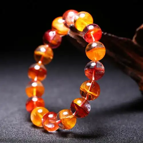 佳弘水晶矿种天然牛血红鸩羽幽灵手链 胶花手链 凤凰幽灵手串链