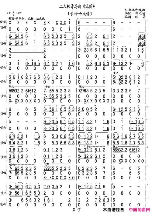 唢呐曲谱《二人转开场曲《流畅》唢呐合成谱》 - 爱曲谱
