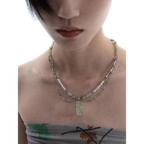 幻藏家  液态玉竹 原创新中式项链首饰国风朋克玉石竹叶叠戴颈链