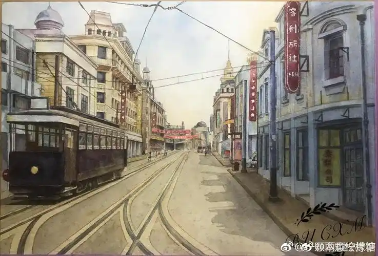 水彩建筑教程分享老上海街景绘画